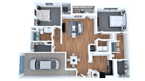 2 bed 2 bath floor plan B at Elevate Eagles Landing Apartments, Stockbridge, 30281
